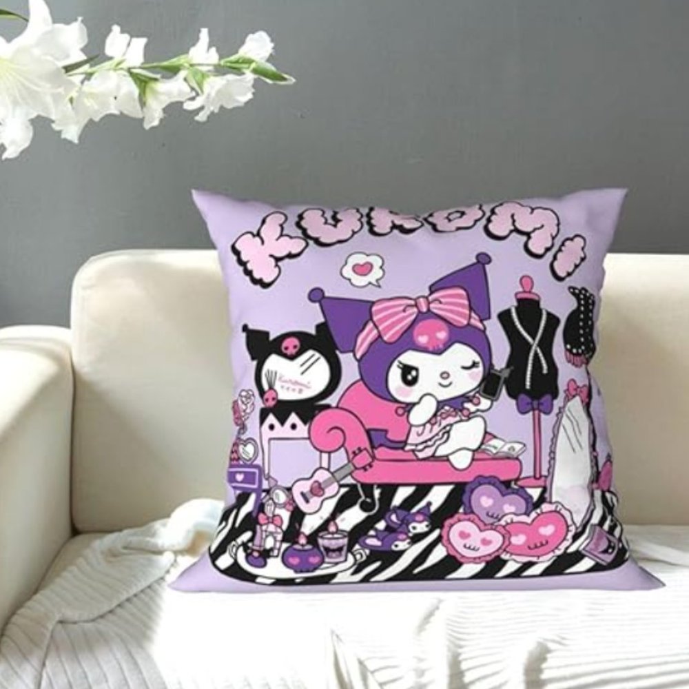 Kuromi Bedroom Purple Large Square Pillowcase